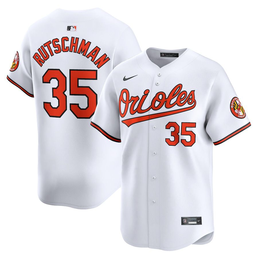 Men Baltimore Orioles 35 Adley Rutschman Nike White Home Limited Player MLB Jersey